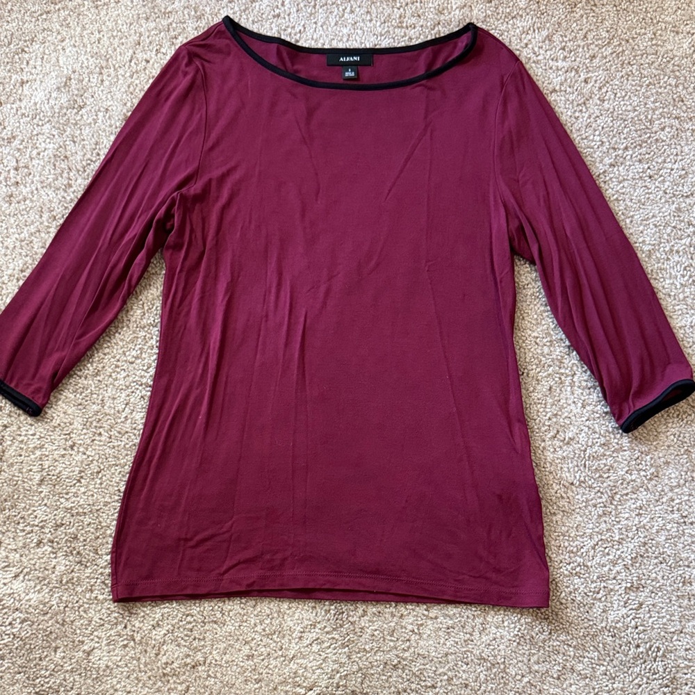 Alfani Women's Burgundy Long Sleeve Top